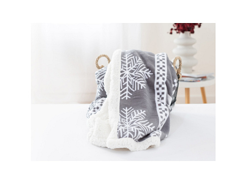 Beránková deka mikroplyš 150 × 200 cm – Vánoce šedé