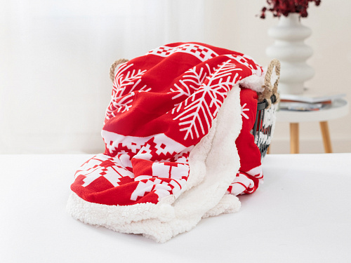 Beránková deka mikroplyš 150 × 200 cm – Vánoce červené