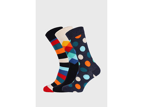 3 PACK ponožek Happy Socks Classic MultiColor