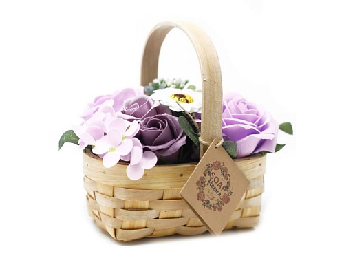 Dárkoviny Mýdlové květy fialové - dárkový košík