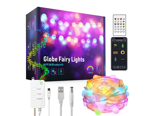 SOLO BOT Chytrý LED vánoční a párty řetěz Fairy SL1 10 metrů Tuya RGB WiFi a BT
